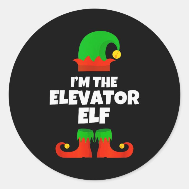 I'm The Elevator Elf Family Pajama Christmas Funny Classic Round Sticker (Front)