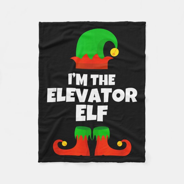 I'm The Elevator Elf Family Pajama Christmas Funny Fleece Blanket (Front)