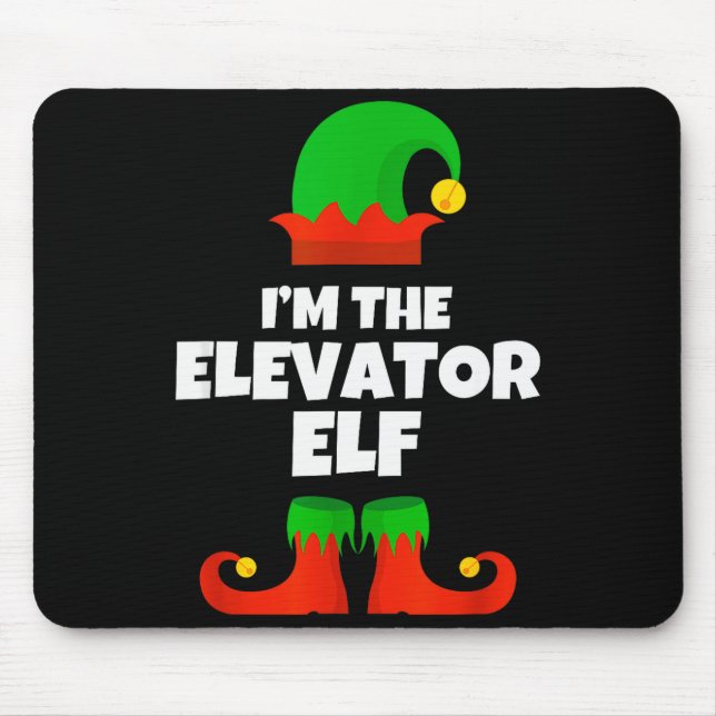 I'm The Elevator Elf Family Pajama Christmas Funny Mouse Mat (Front)