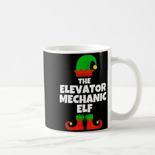 I'm The Elevator Mechanic Elf Family Pajama Christ Coffee Mug (Right)