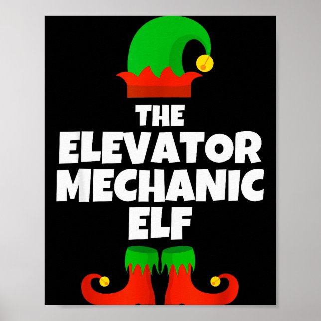I'm The Elevator Mechanic Elf Family Pajama Christ Poster (Front)