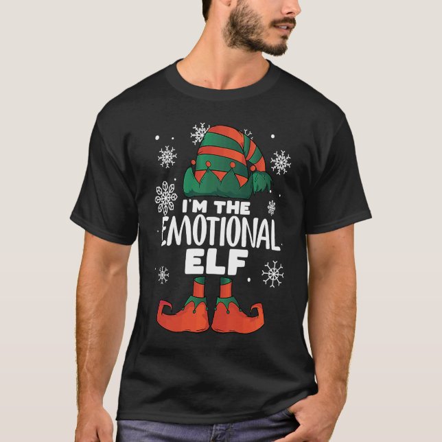 I'm The Emotional Elf Christmas  Elves Family  Emo T-Shirt (Front)