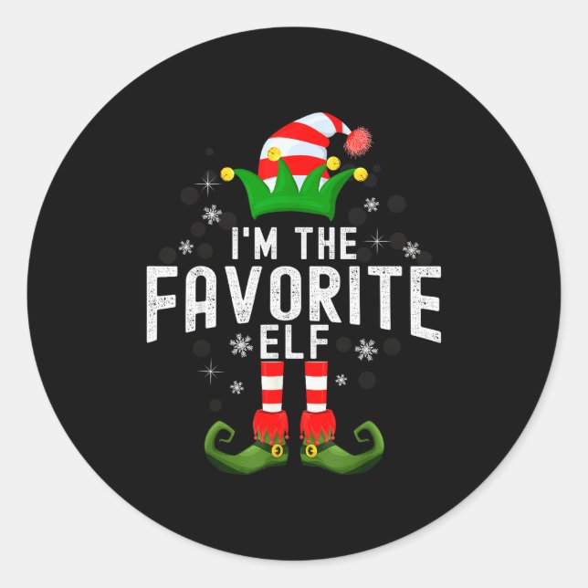 I'm The Favorite Elf Christmas Family Pjs Costume  Classic Round Sticker (Front)