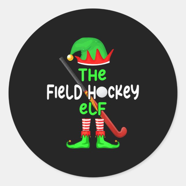 I'm The Field Hockey Elf Christmas Family Matching Classic Round Sticker (Front)