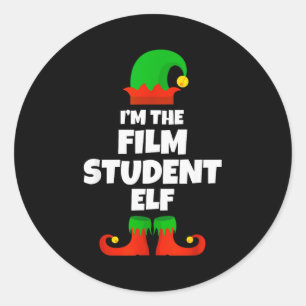 I'm The Film Student Elf Family Pajama Christmas F Classic Round Sticker
