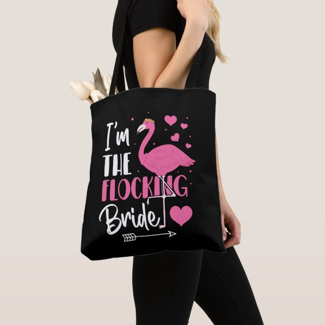 I'm the Flocking Bride Flamingo Bachelorette Party Tote Bag (Close Up)