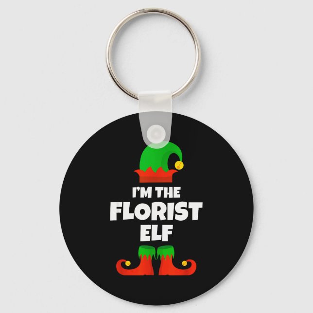 I'm The Florist Elf Family Pajama Christmas Floral Key Ring (Front)