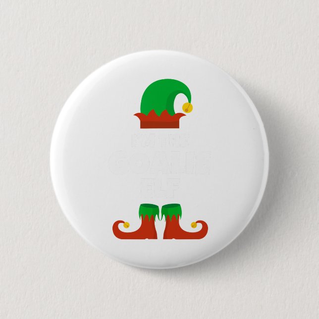 I'm The Goalie Elf Family Pajama Christmas Hockey  6 Cm Round Badge (Front)