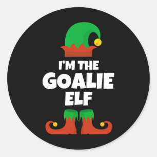 I'm The Goalie Elf Family Pajama Christmas Hockey Classic Round Sticker