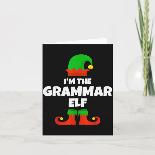 I'm The Grammar Elf Family Pajama Christmas Englie Card (Front)