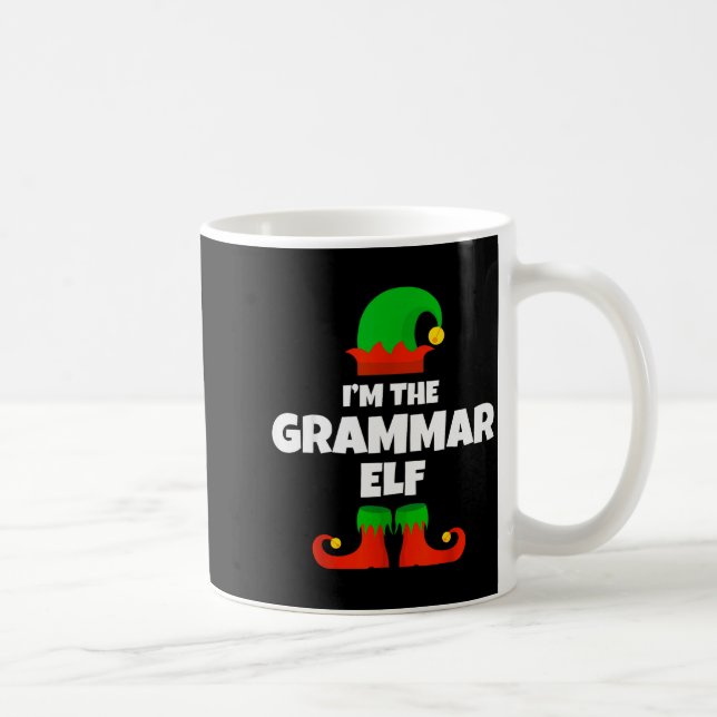 I'm The Grammar Elf Family Pajama Christmas Englie Coffee Mug (Right)