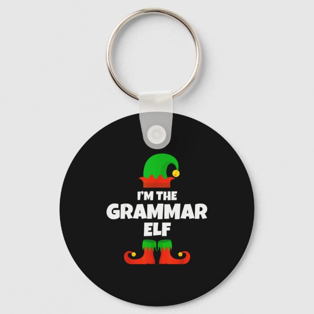 I'm The Grammar Elf Family Pajama Christmas Englie Key Ring (Front)