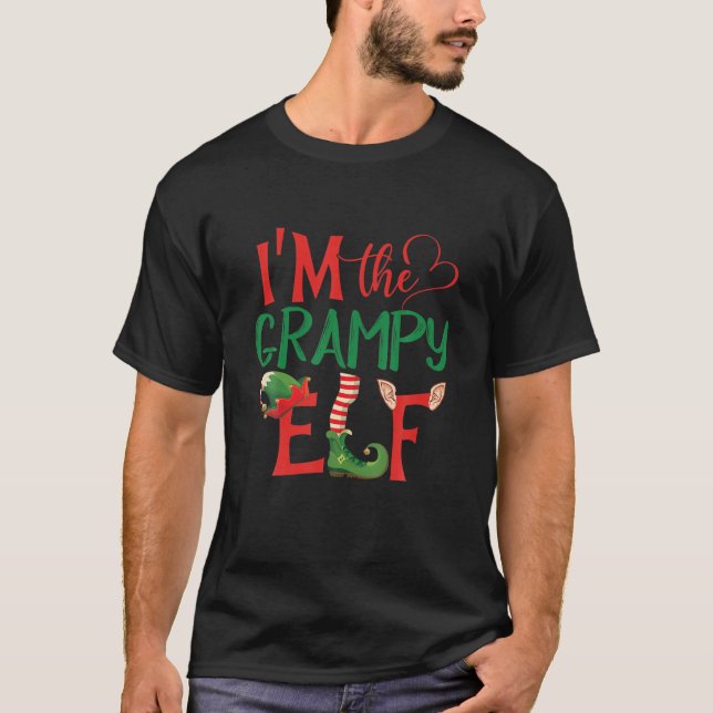 I'm The Grampy Elf Matching Group Family Christmas T-Shirt (Front)