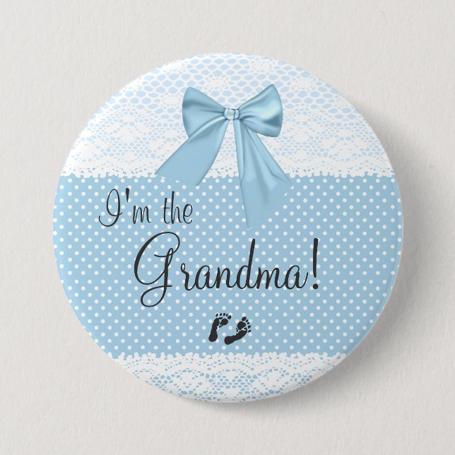 I'm The Grandma Blue Lace 7.5 Cm Round Badge (Front)
