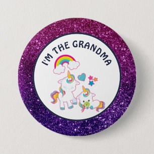 I'm the Grandma Cute Adult and Baby Unicorn 7.5 Cm Round Badge