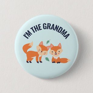 I'm the Grandma Cute Orange Foxes Illustration 6 Cm Round Badge