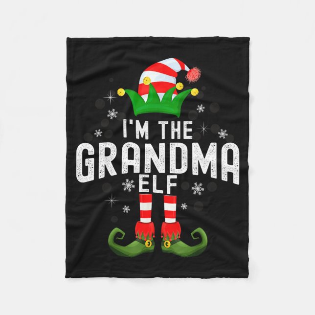I'm The Grandma Elf Christmas Family Pjs Costume  Fleece Blanket (Front)