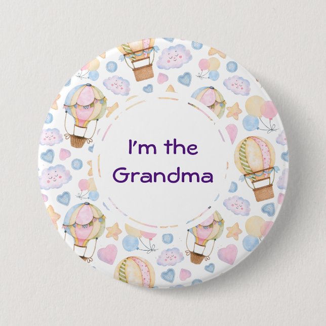 I'm the Grandma Hot Air Balloon Pattern 7.5 Cm Round Badge (Front)