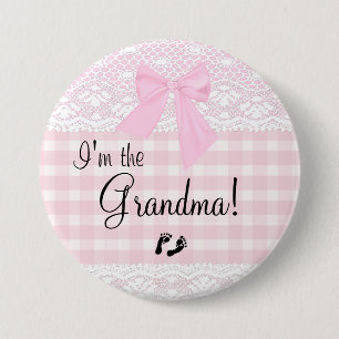 I'm The Grandma Pink Lace 7.5 Cm Round Badge
