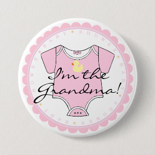 I'm The Grandma- Pink Scalloped Edge 7.5 Cm Round Badge