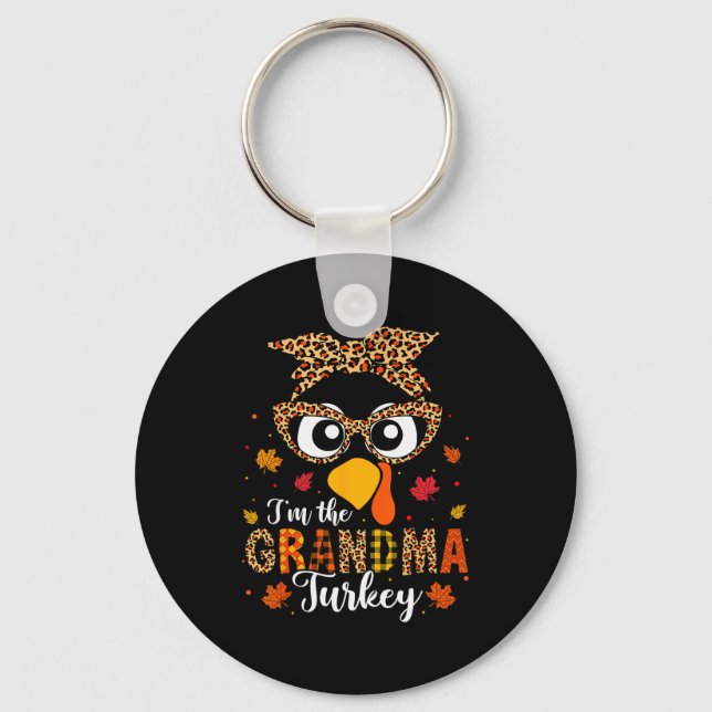 I'm The Grandma Turkey Matching Family Thanksgivin Key Ring (Front)