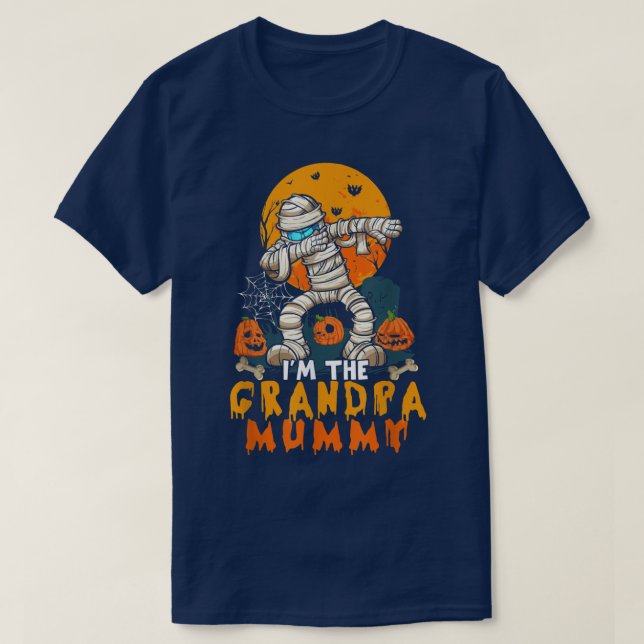 I'm The Grandpa Mummy Dabbing Mummy Scary Pumpkin  T-Shirt (Design Front)