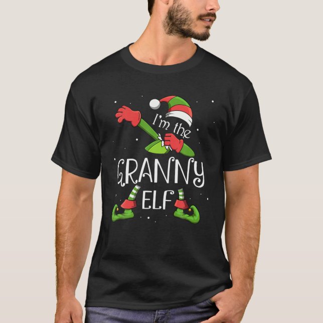 I'm The Granny Elf Dabbing Santa Claus Xmas For T-Shirt (Front)