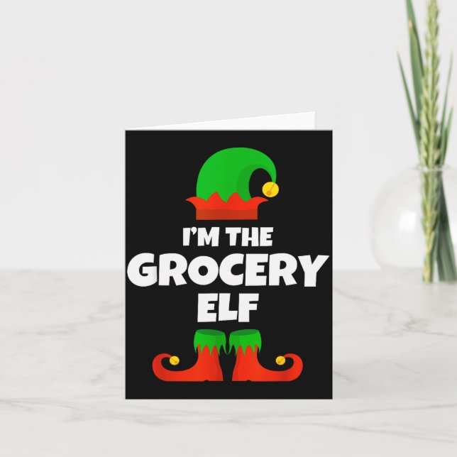 I'm The Grocery Elf Family Pajama Christmas Funny  Card (Front)