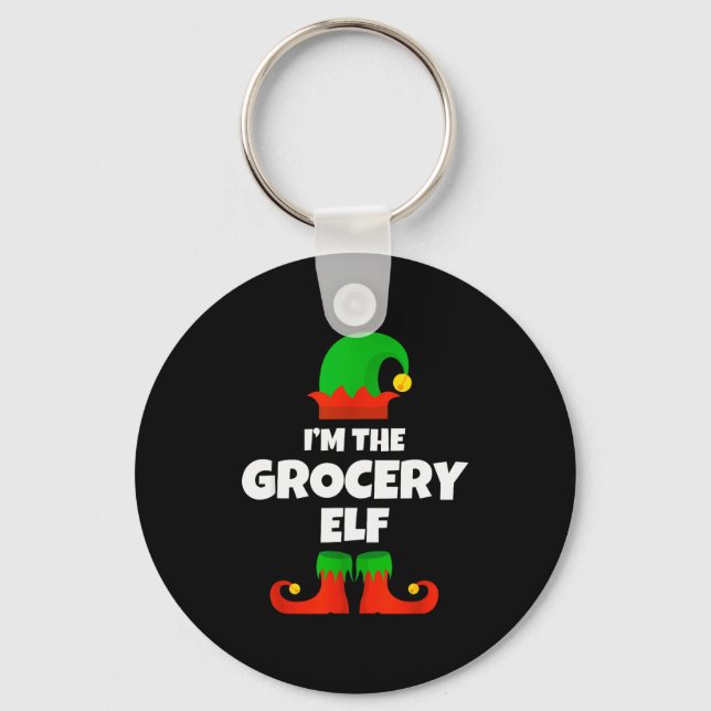 I'm The Grocery Elf Family Pajama Christmas Funny  Key Ring (Front)