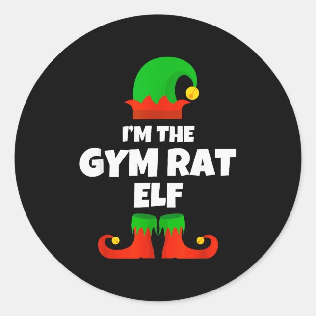 I'm The Gym Rat Elf Family Pajama Christmas Fitnes Classic Round Sticker (Front)