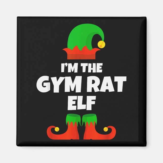 I'm The Gym Rat Elf Family Pajama Christmas Fitnes Magnet (Front)