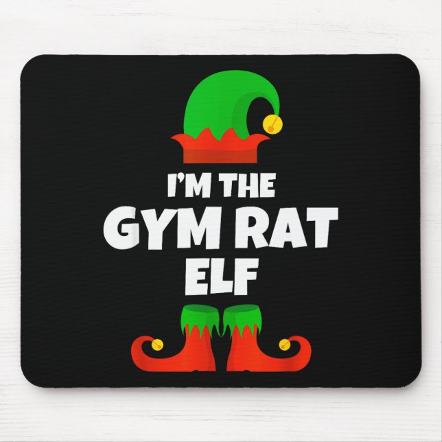 I'm The Gym Rat Elf Family Pajama Christmas Fitnes Mouse Mat (Front)
