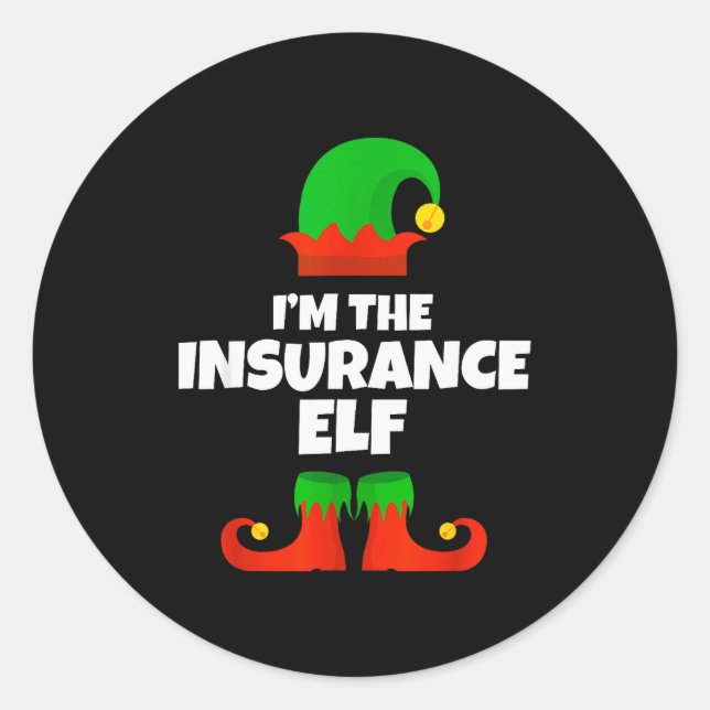 I'm The Insurance Elf Family Pajama Christmas Funn Classic Round Sticker (Front)