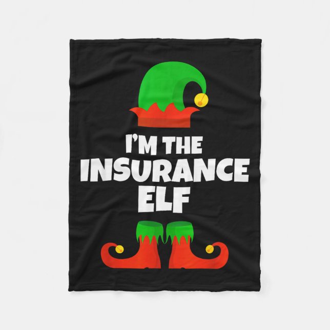 I'm The Insurance Elf Family Pajama Christmas Funn Fleece Blanket (Front)