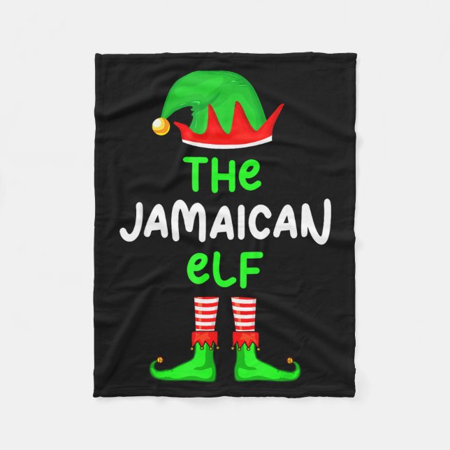 I'm The Jamaican Elf Jamaica Christmas Funny Pajam Fleece Blanket (Front)
