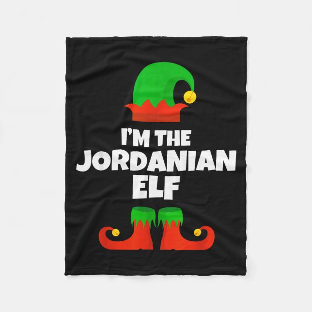 I'm The Jordanian Elf Family Pajama Christmas Funn Fleece Blanket (Front)