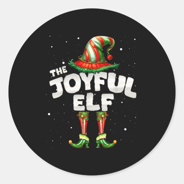 I'm The Joyful Elf Family Matching Group Christmas Classic Round Sticker (Front)