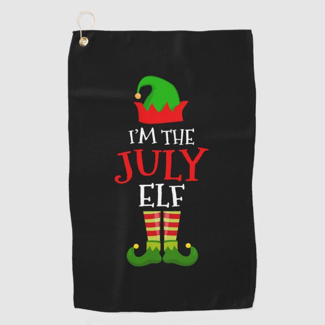 I'm The July Elf Matching Family Christmas In July Golf Towel (Front)
