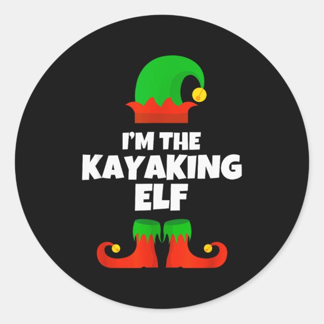 I'm The Kayaking Elf Family Pajama Christmas Kayak Classic Round Sticker (Front)