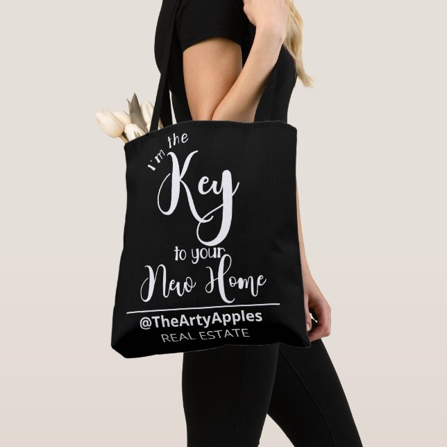 I'm the key to your new home real estate agent tote bag (Close Up)