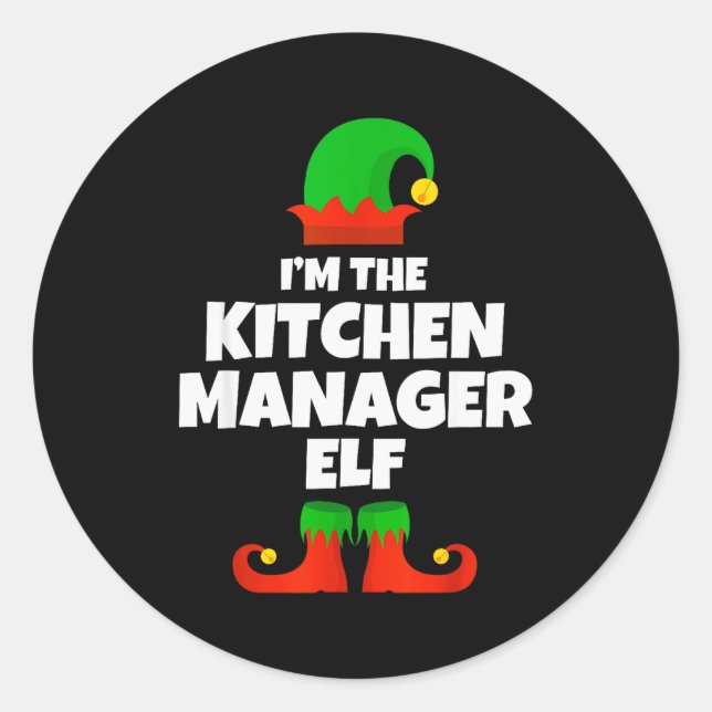 I'm The Kitchen Manager Elf Family Pajama Christma Classic Round Sticker (Front)