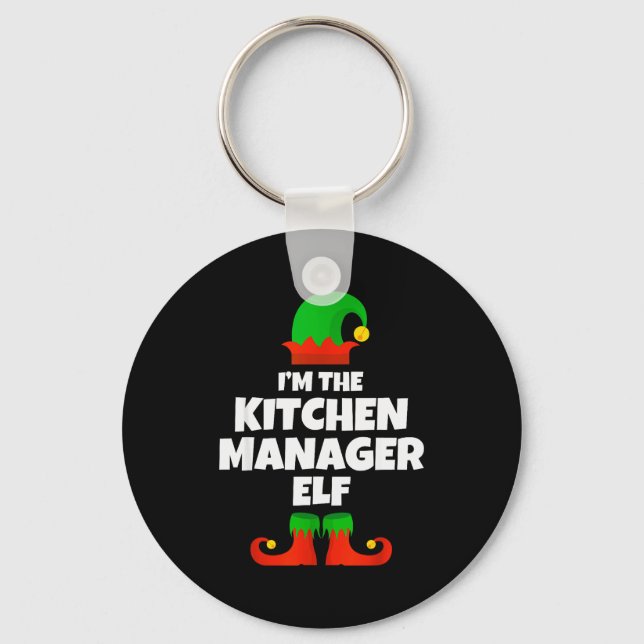 I'm The Kitchen Manager Elf Family Pajama Christma Key Ring (Front)