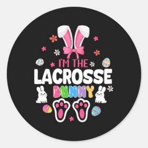 I'm The Lacrosse Bunny Easter Bunny Bow Tie Costum Classic Round Sticker