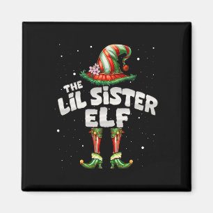 I'm The Lil Sister Elf Family Matching Group Chris Magnet