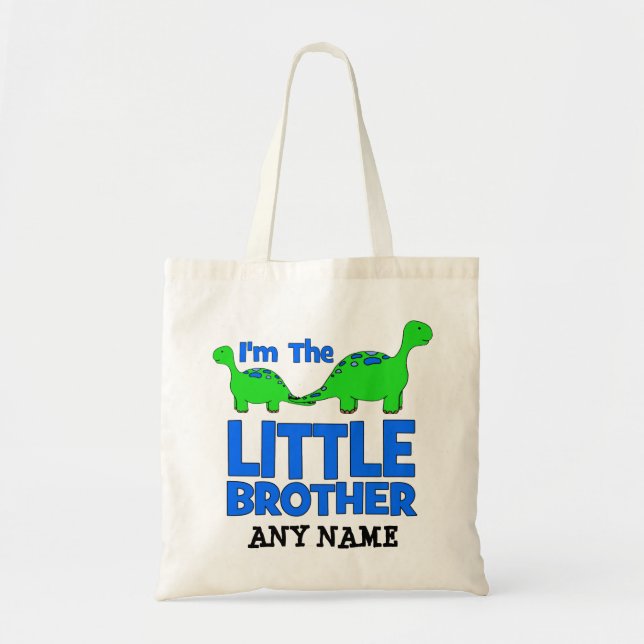 I'm The LITTLE BROTHER!  Custom Dinosaur Gift Tote Bag (Front)