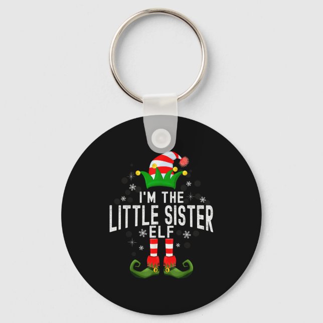 I'm The Little Sister Elf Christmas Family Pjs Cos Key Ring (Front)