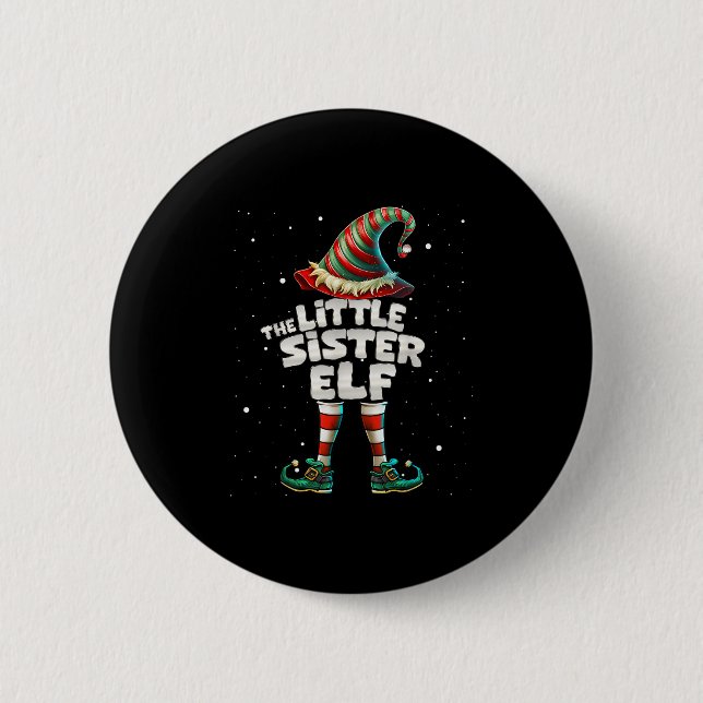 I'm The Little Sister Elf Family Matching Group Ch 6 Cm Round Badge (Front)