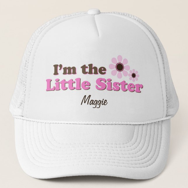 I'm The Little Sister Mod Flowers Personalised Trucker Hat (Front)