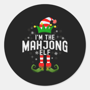 I'm The Mahjong Elf Christmas Family Pjs Costume  Classic Round Sticker