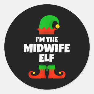 I'm The Midwife Elf Family Pajama Christmas Funny  Classic Round Sticker
